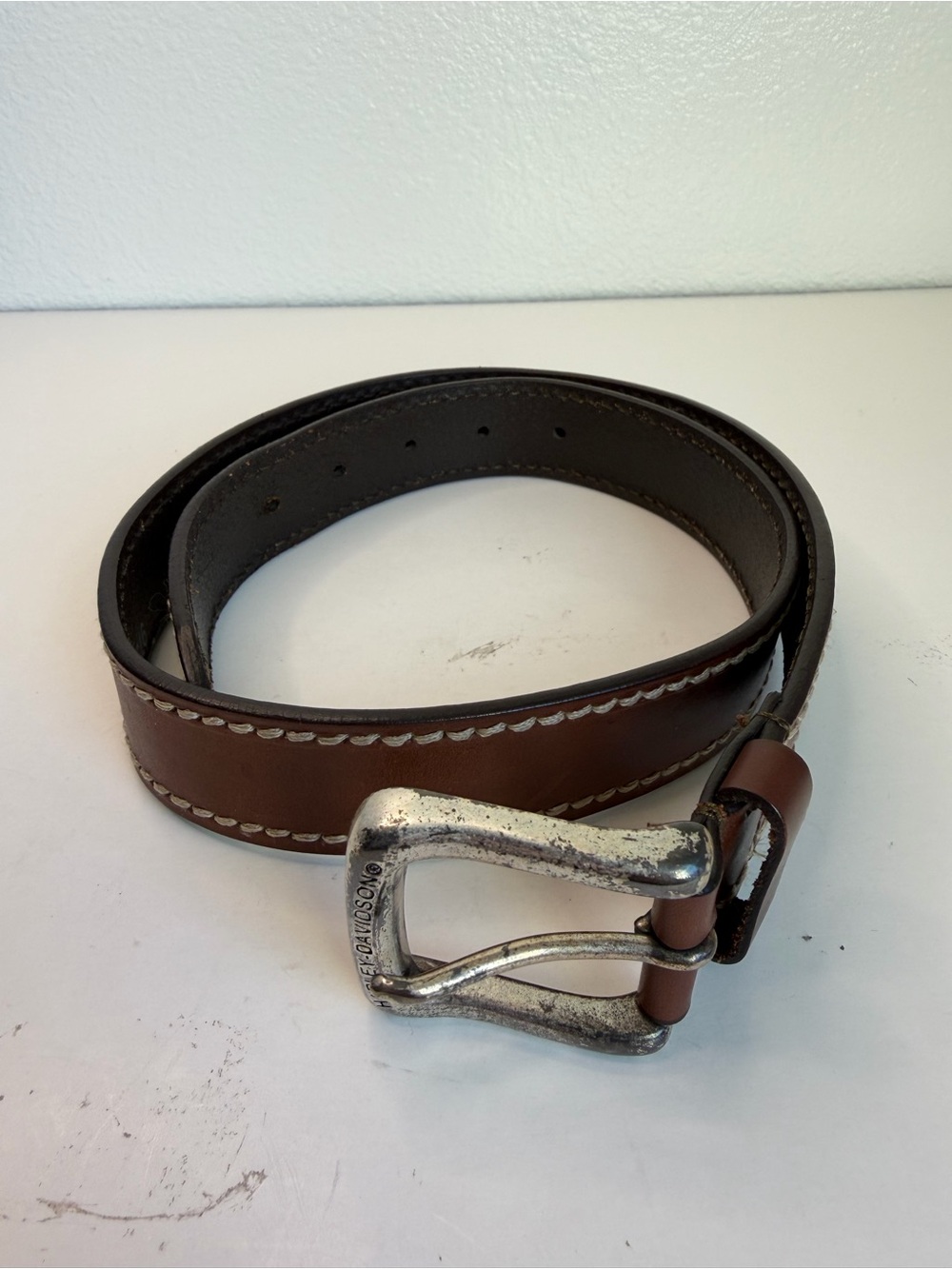 Harley Davidson Brown Leather Belt Size 32